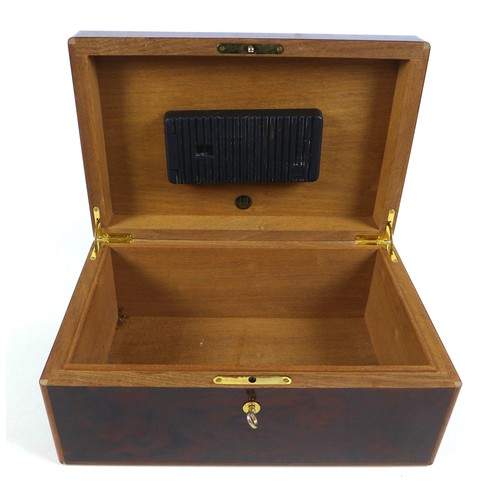 107 - A good quality Dunhill burr wood cigar humidor, with key, 35 by 23 by 15cm high.