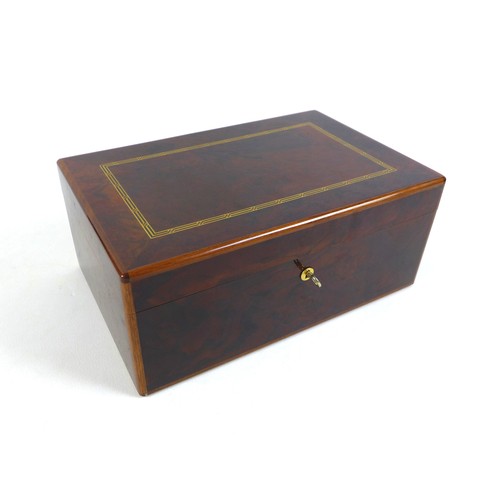 107 - A good quality Dunhill burr wood cigar humidor, with key, 35 by 23 by 15cm high.