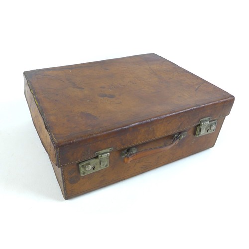 110 - An early 1900s tan leather picnic/motoring travel case by J. S. Vickery London, with a fitted interi... 