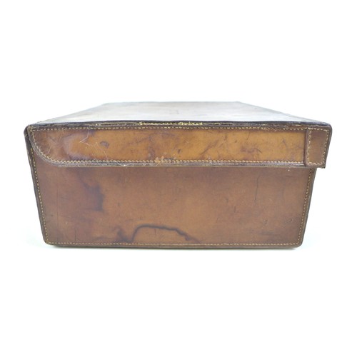 110 - An early 1900s tan leather picnic/motoring travel case by J. S. Vickery London, with a fitted interi... 