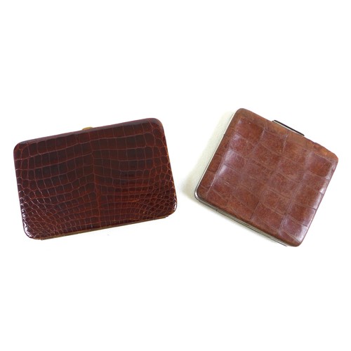 104 - A collection of vintage leather goods, comprising an Asprey of London leather gaming wallet; two cro... 