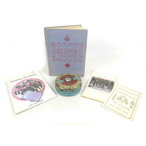 98 - Royal memorabilia: A George VI and Queen Elizabeth coronation tin, with removable pin badge, 12.5 by... 