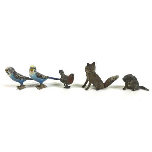 109 - A collection of late 19th, early 20th century, cold painted bronze animal figures, including a 'Gesc... 