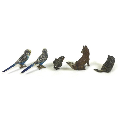 109 - A collection of late 19th, early 20th century, cold painted bronze animal figures, including a 'Gesc... 