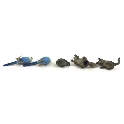 109 - A collection of late 19th, early 20th century, cold painted bronze animal figures, including a 'Gesc... 