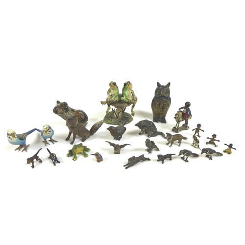 109 - A collection of late 19th, early 20th century, cold painted bronze animal figures, including a 'Gesc... 