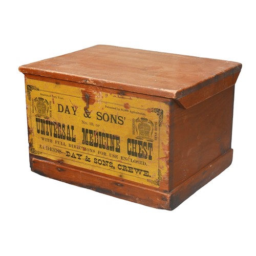 113 - An Edwardian 'Universal Medicine Chest', with original advertising labeling for Day & Sons, 37.5 by ... 