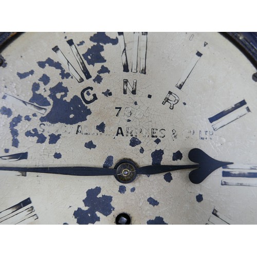 127 - A 20th century GNR Stockall Marples & Co. Ltd. signal clock, numbered '798', with a fusee movement, ... 