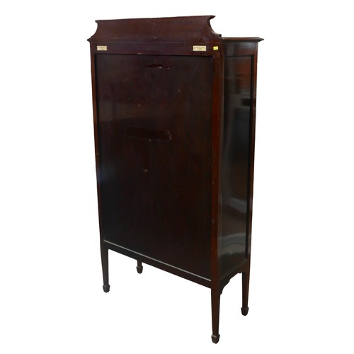 361 - An Edwardian mahogany display cabinet, labelled 'John Broadwood & Sons Ltd, Makers, London', and 'Th... 