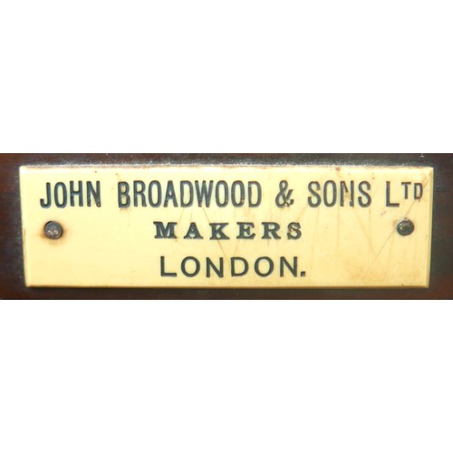 361 - An Edwardian mahogany display cabinet, labelled 'John Broadwood & Sons Ltd, Makers, London', and 'Th... 