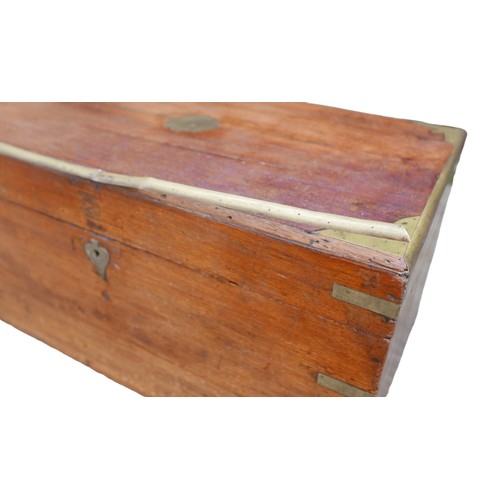 366 - A small 19th century brass bound chest, a/f brass stringing requires repair, with fitted interior, 6... 