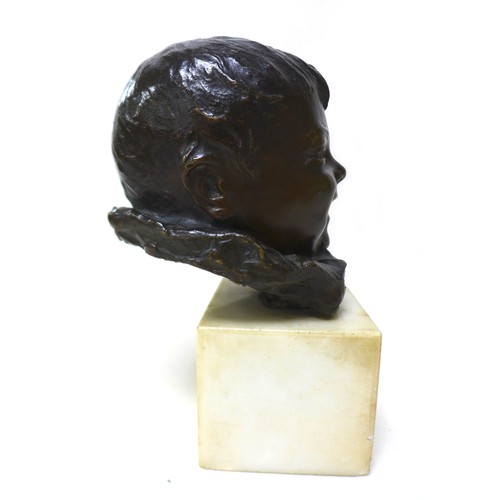 17 - Giuseppe Renda (Italian, 1859-1939): 'Head of a baby boy' (Bimba), a bronze sculpture, signed 'G. Re... 