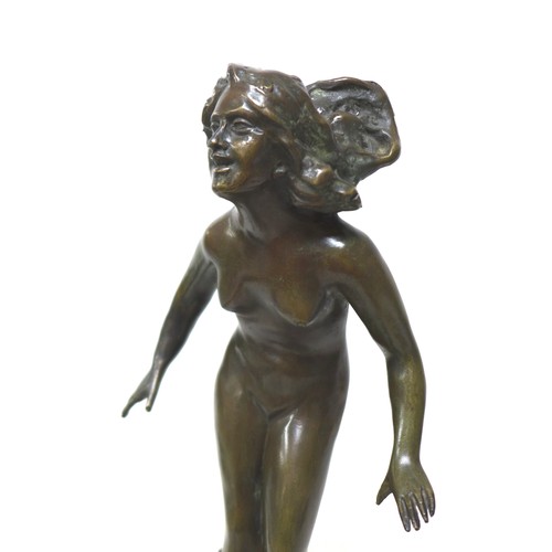 10 - Giuseppe Renda (Italian, 1859-1939): 'Female nude descending rocks', a bronze sculpture, signed 'G. ... 