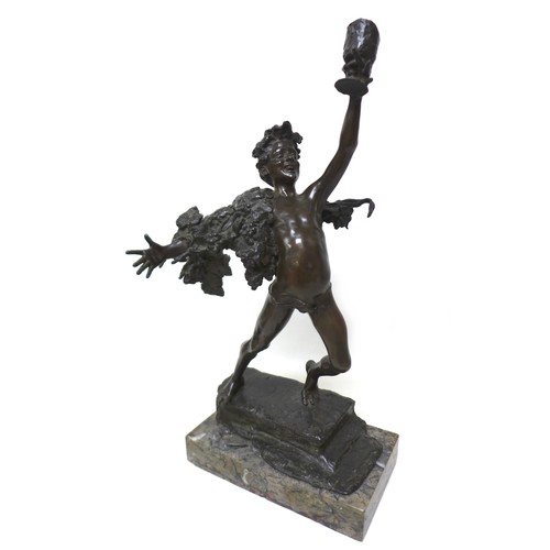 Giuseppe Renda (Italian, 1859-1939): 'Bacchus', a bronze sculpture, signed 'Renda' in the bronze, with illegible foundry mark, mounted on a grey marble base, 45cm high.