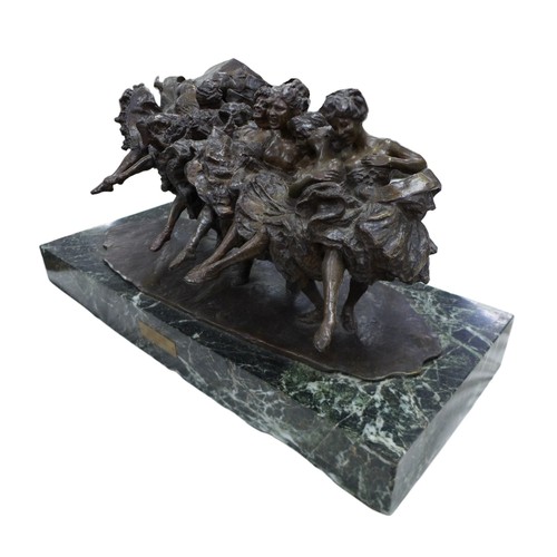 54 - Giuseppe Renda (Italian, 1859-1939): 'Can-Can Dancers' (IL Ballo Can-Can), dated 1912, a bronze scul... 