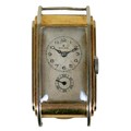 An Art Deco Rolex Railway Prince 9ct gold tank wristwatch, circa 1935, model 1527M, the two-tone rec... 