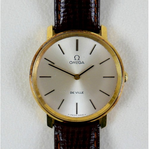 179 - An Omega De Ville 9ct gold cased gentleman's wristwatch, circa 1980s, on Omega leather strap, case 3... 