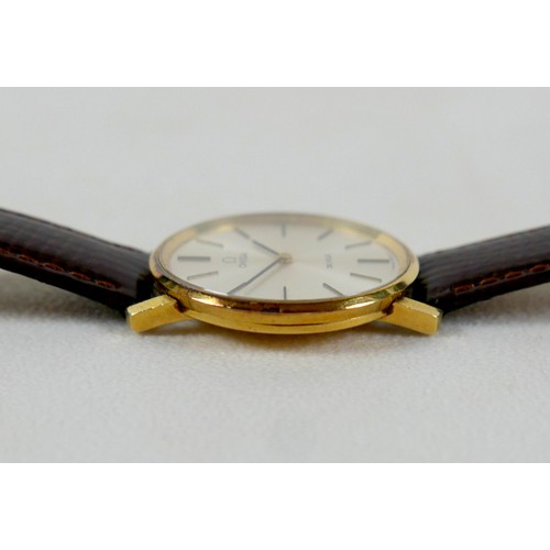 179 - An Omega De Ville 9ct gold cased gentleman's wristwatch, circa 1980s, on Omega leather strap, case 3... 