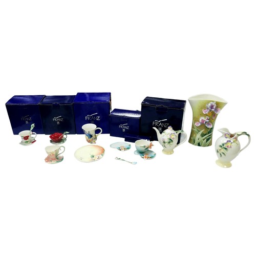 A collection of assorted Franz Porcelain, including a Sweet Pea pattern