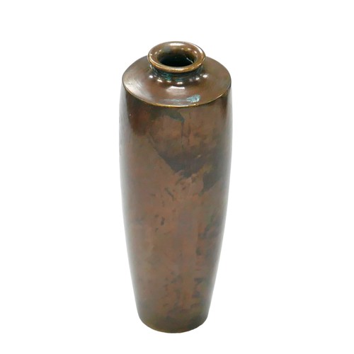 45 - A Japanese bronze vase, Meiji period, signed possibly Hidekuni, decorated with silver inlaid bamboo ... 