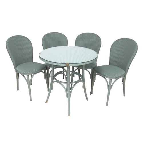 A modern Lloyd Loom Bistro set, table 76cm by 76cm. Retail price