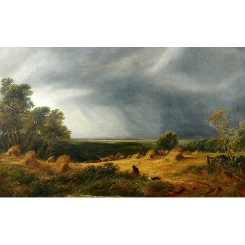 360 - James Price (British, 19th century): 'Storm in a harvest time, near the the coast, Sussex' oil on ca... 