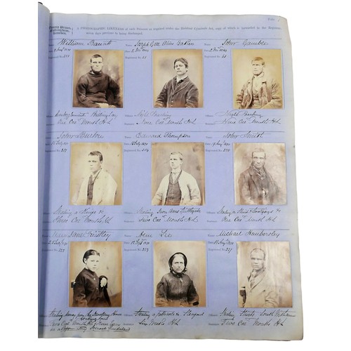 222 - A Victorian photographic album of Falkingham Kesteven County prison inmates, dating from 1870, title... 