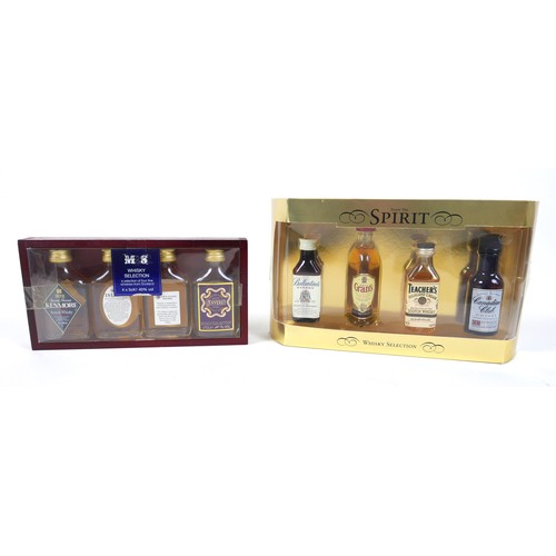 37 - A collection of whisky miniature bottles, including eight 100% proof Scottish whiskey bottles, compr... 