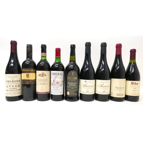 10 - Vintage Wine: nine bottles of red wine, comprising four bottles of Amarone della Valpolicella, one 1... 
