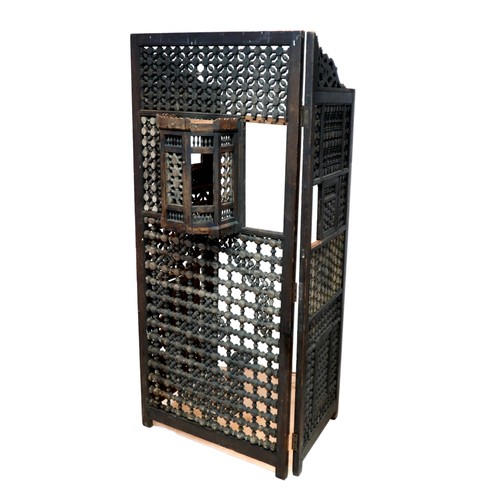 225 - A sectional ottoman Syrian mashrabiya folding screen with intricate globular turnings, 185cm high