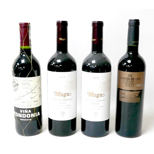 7A - Vintage Wine: four bottles of rioja, comprising two bottles of Muga Seleccion Especial, 2014, one bo... 