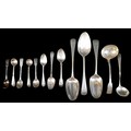 A collection of assorted Georgian silver flatware, including a George III sauce ladle, William & Pat... 