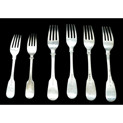 60 - A group of George III and later silver forks, including a pair of George III fiddler pattern table f... 