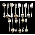 A collection of William IV and later spoons, including Kings pattern condiment spoons, one London 18... 