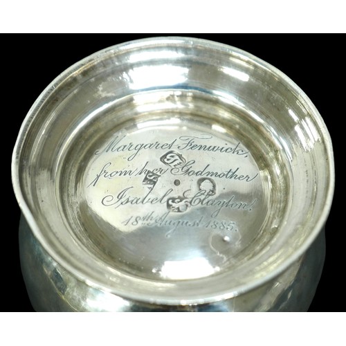 25 - A George III silver tankard, with later inscription 'Margaret Fenwick from her Godmother Isabel Clay... 