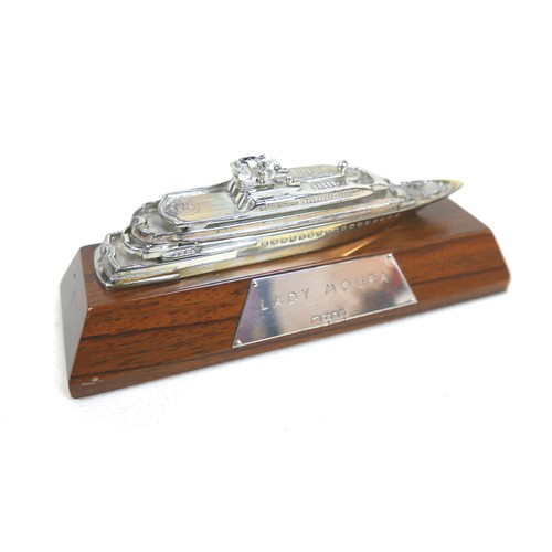 57 - A Theo Fennell silver desktop model of a yacht, 'Lady Moura', which was originally owned by Saudi Ar... 