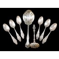 A collection of silver flatware, including a Lily pattern sauce ladle, Whiting Manufacturing Company... 