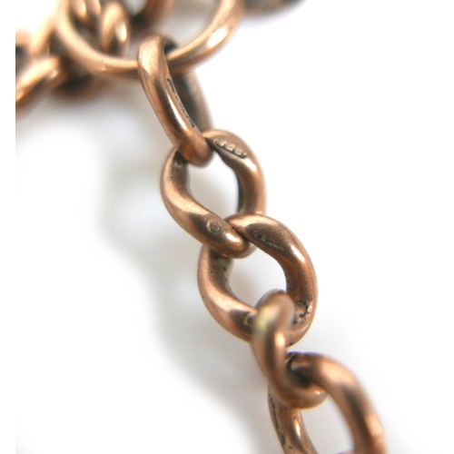 288 - A Victorian 9ct yellow gold Albert fob chain, graduating kerb link with a clasp at both ends, with a... 