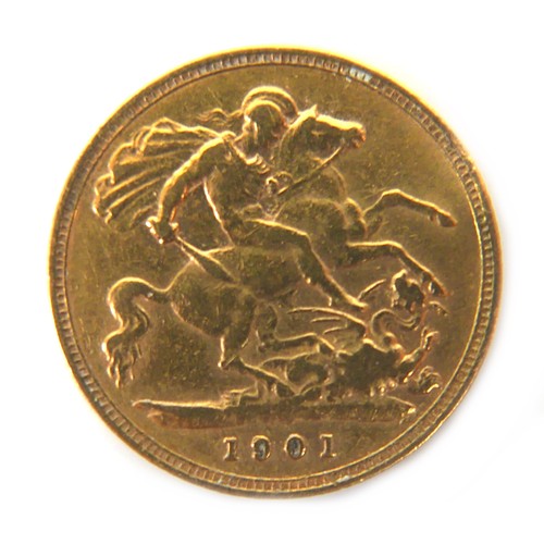 86 - A Victoria Veiled Old Head gold half sovereign, 1901.