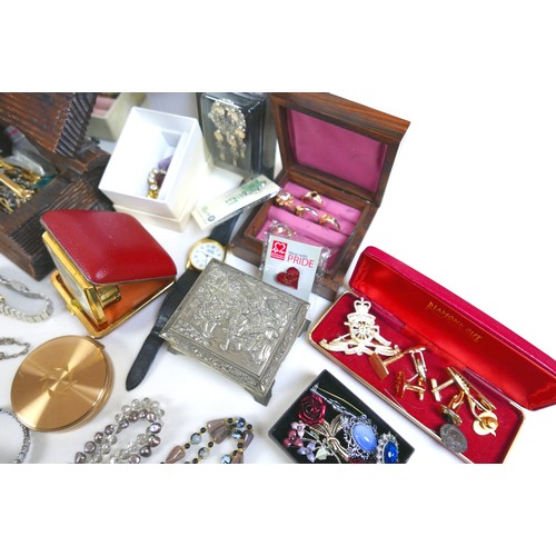 164 - A large collection of assorted costume jewellery, including necklaces, brooches, earrings, bracelets... 