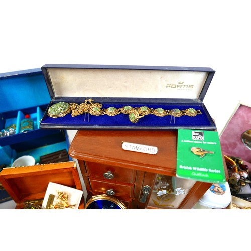 164 - A large collection of assorted costume jewellery, including necklaces, brooches, earrings, bracelets... 