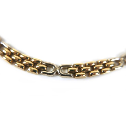 272 - A 9ct yellow gold brick link necklace, with white gold D form link sections, 43cm long, 29.0g