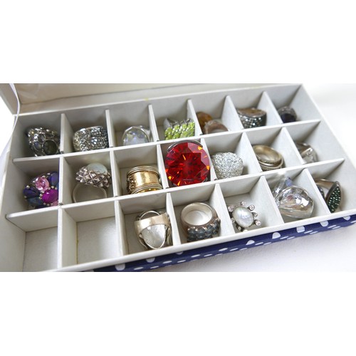 229 - A collection of 925 silver and white metal jewellery, including rings and necklaces, in three boxes.... 