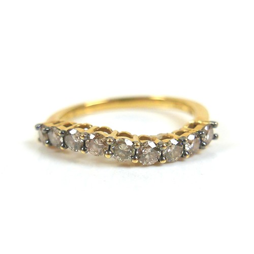 177 - An 18ct gold nine stone diamond ring, each round cut stone approximately 2.5mm diameter, size N, 2.8... 