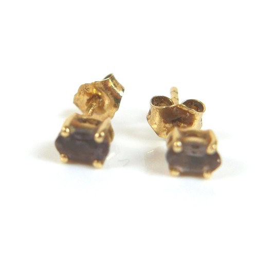 168 - Two pairs of gold earrings, comprising a 9ct gold and diamond drop earrings, each earring inset with... 