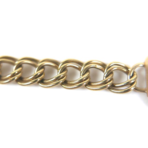 223 - A 9ct yellow gold identity curb link identity bracelet, engraved 'Geoffrey', 21cm long, 13.5g.