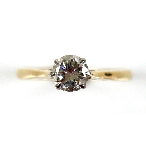 239 - An 18ct yellow gold and diamond solitaire ring, the round cut stone approximately 0.5ct, 5.0 by 3.5m... 