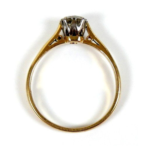 239 - An 18ct yellow gold and diamond solitaire ring, the round cut stone approximately 0.5ct, 5.0 by 3.5m... 