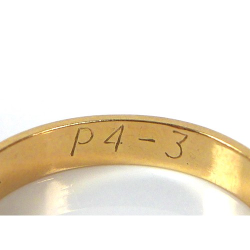 173 - An 18ct yellow gold wedding band ring, 3.1mm wide, size L, 2.4g.