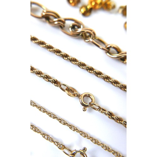 232 - A collection of 9ct gold jewellery, including a rope twist necklace, 7.3g, anklet, 1.4g, bracelet wi... 